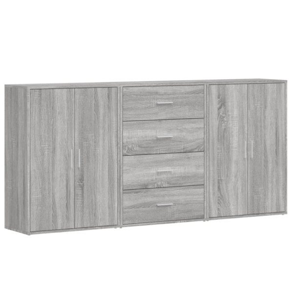Aparadores 3 uds madera de ingeniería gris Sonoma 60x31x84 cm M 2