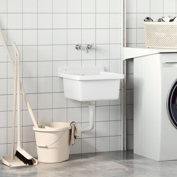 Fregadero lavabo de pared resina blanco 40x40x24 cm M 3