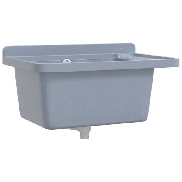 Fregadero lavabo de pared resina gris 60x40x28 cm M 2
