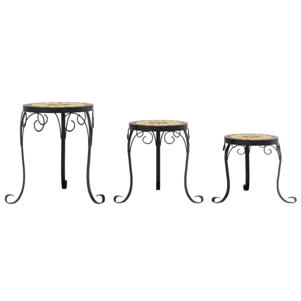 Soportes para plantas 3 uds cerámica terracota y blanco M 4