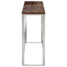 Mesa consola acero inoxidable madera maciza traviesa plateado 3