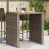 Mesa de jardín superficie de madera ratán PE gris 105x80x110cm 1