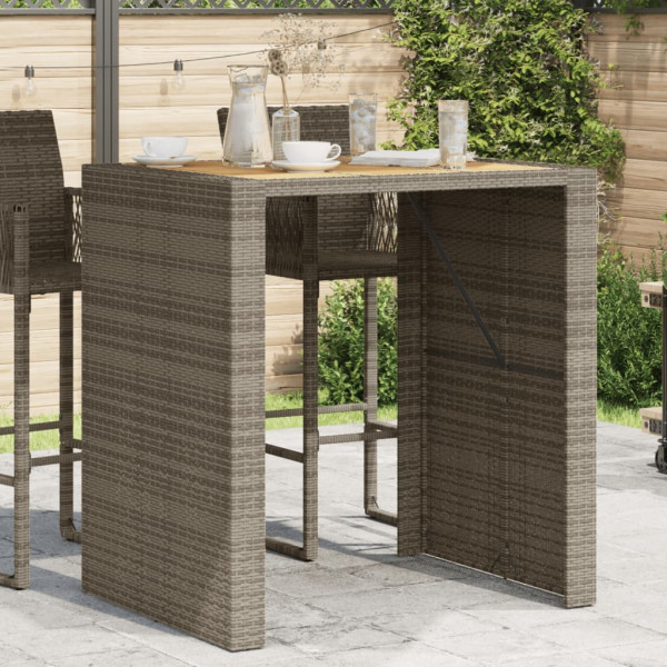 Mesa de jardín superficie de madera ratán PE gris 105x80x110cm M 3