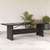 Mesa de jardín superficie de vidrio ratán PE negro 240x90x75 cm 1