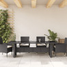 Mesa de jardim com tampo de vidro 240x90x75 cm vime PE preto 3