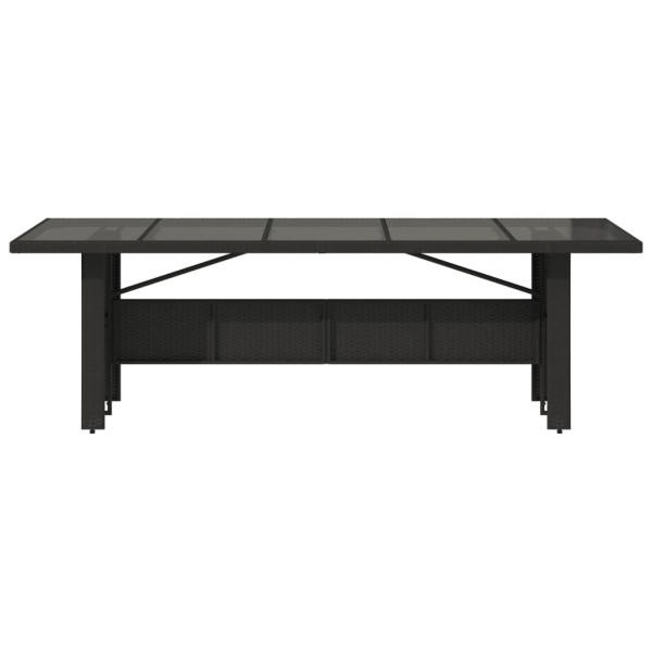 Mesa de jardim com tampo de vidro 240x90x75 cm vime PE preto M 4
