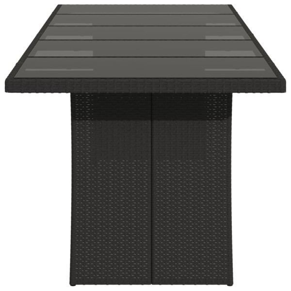 Mesa de jardim com tampo de vidro 240x90x75 cm vime PE preto M 5