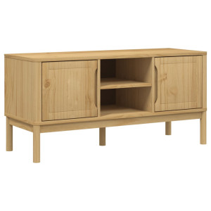 Mueble de TV FLORO madera maciza pino marrón cera 114x43x55 cm H