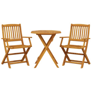 Muebles cafetería plegables 3 pzas madera maciza acacia H