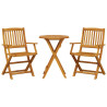 Juego bistró pleglable 3 piezas madera maciza acacia 2