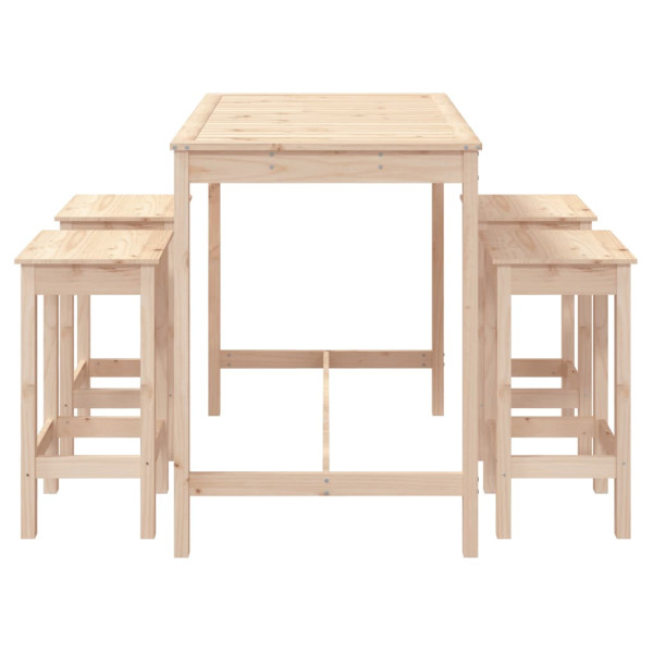 Set de mesa y taburetes altos jardín 5 pzas madera maciza pino M 5