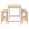 Set de mesa y taburetes altos jardín 5 pzas madera maciza pino 5
