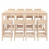 9 pcs conjunto de bar para jardim pinho maciço 4