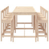 Set de mesa y taburetes altos jardín 9 pzas madera maciza pino 5