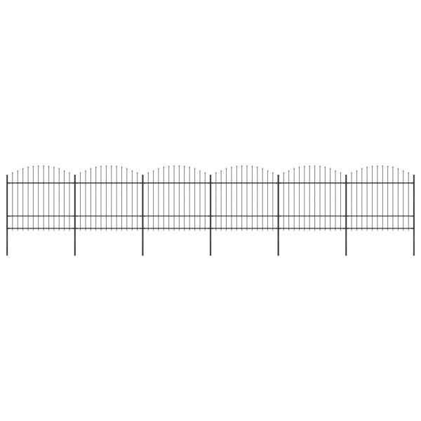Valla de jardín con punta de lanza acero negro (1.5-1.75)x10.2m D