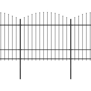 Cerca de jardim com topo em lanças (1.5-1.75)x10.2 m aço preto H