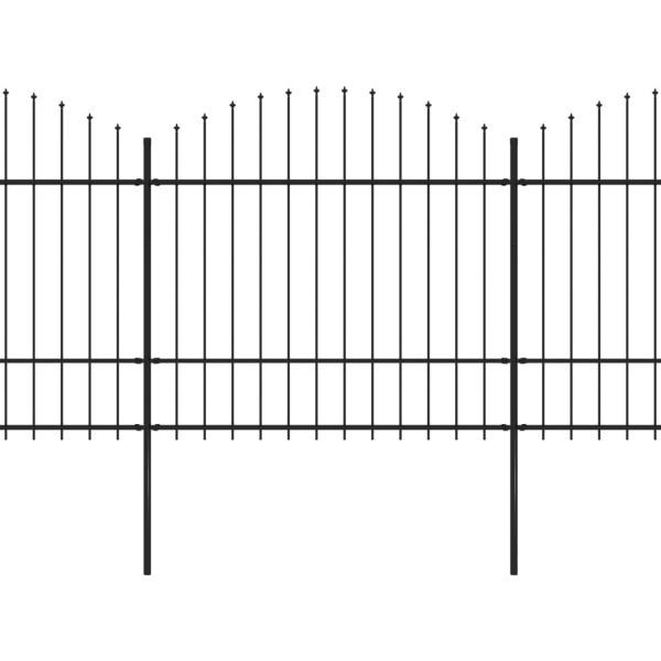 Valla de jardín con punta de lanza acero negro (1.5-1.75)x13.6m M 2