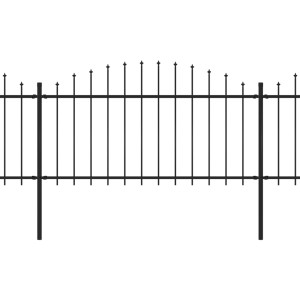 Valla de jardín con puntas de lanza acero negro (1.25-1.5)x15.3 m H