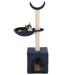 Rascador para gatos com pólo sisal 105 cm azul H