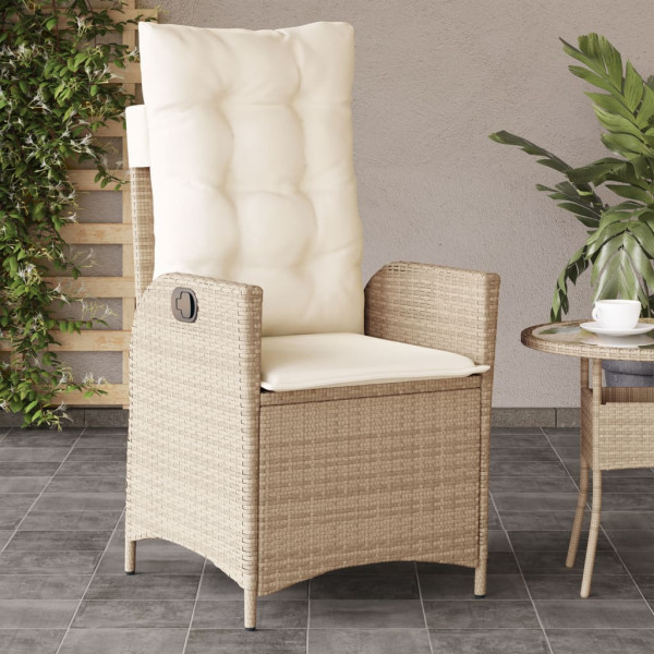Sillones reclinables de jardín con cojines beige 2 uds ratán PE M 3