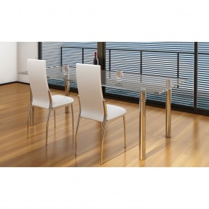 Sillas de comedor 2 unidades cuero sintético blanco H