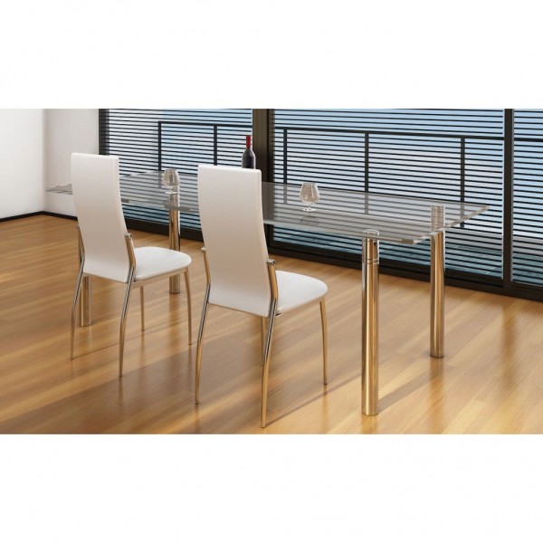 Sillas de comedor 2 unidades cuero sintético blanco M 2