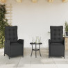 Sillones reclinables jardín con reposapiés 2 uds ratán PE negro 1