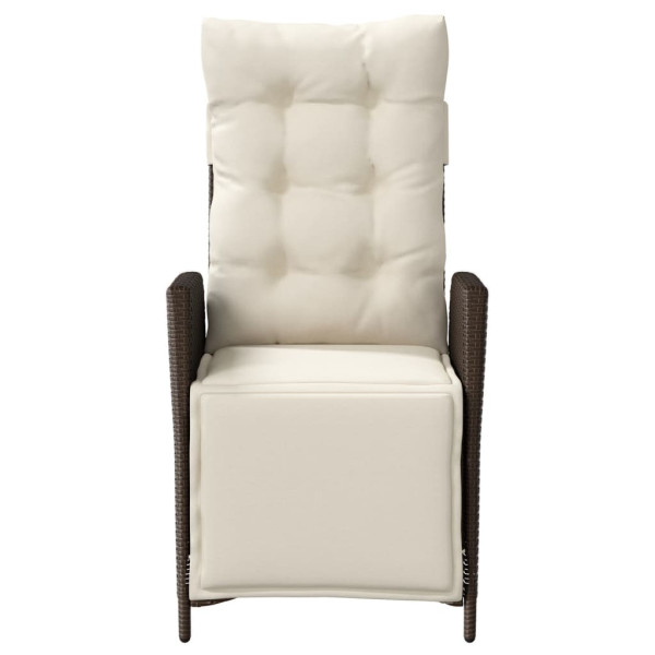 Sillón reclinable de jardín con reposapiés ratán PE marrón M 4