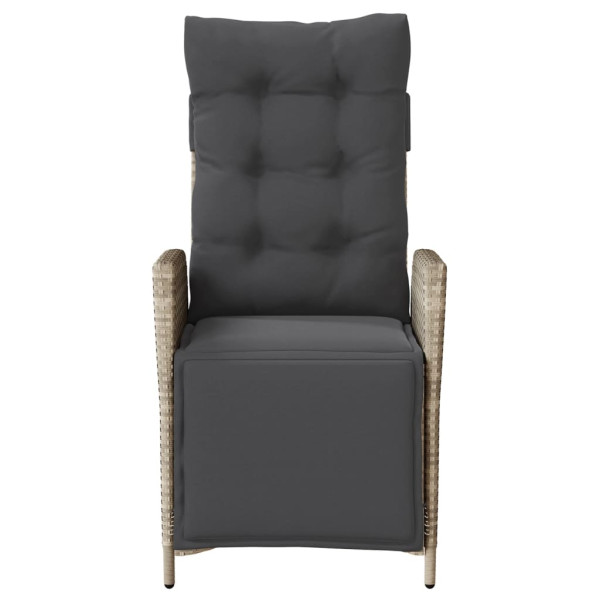 Sillón reclinable jardín y reposapiés 2 uds ratán PE gris claro M 5