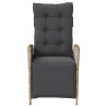 Sillón reclinable jardín y reposapiés 2 uds ratán PE gris claro 5