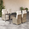 Set comedor de jardín 5 pzas con cojines ratán sintético beige 1