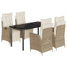 Set comedor de jardín 5 pzas con cojines ratán sintético beige 2