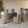 Set comedor de jardín 7 pzas con cojines ratán sintético beige 1