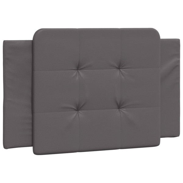 Cabecero de cama acolchado cuero sintético gris 90 cm M 2