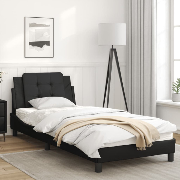 Estrutura de cama c/ luzes LED 80x200 cm couro artificial preto M 5
