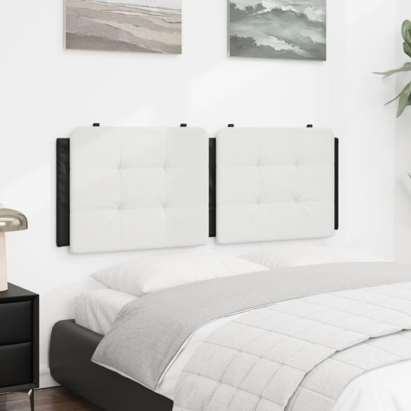 Cabecero de cama acolchado cuero sintético blanco negro 140 cm M 3