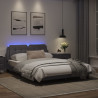 Estrutura de cama c/ luzes LED 140x200cm couro artificial cinza 4