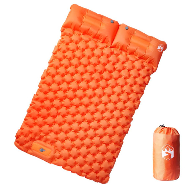 Colchón de camping autoinflable y almohadas 2 personas naranja D