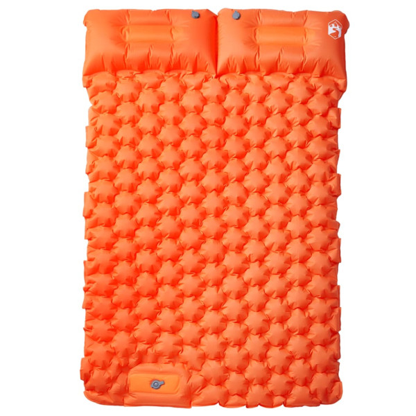 Colchón de camping autoinflable y almohadas 2 personas naranja M 2