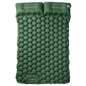 Colchón de camping autoinflable con almohadas 2 personas verde H