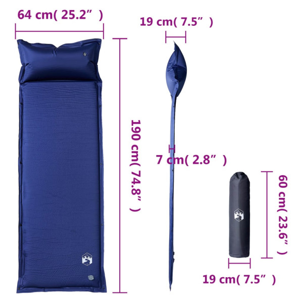 Colchón camping autoinflable con almohada integrada azul marino M 5