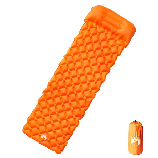 Colchón inflable de camping con almohada integrada naranja D