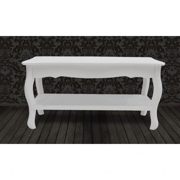 Mesa de centro com 2 prateleiras MDF branco M 4
