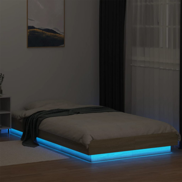Estructura cama con luces LED madera roble Sonoma 90x190 cm M 3