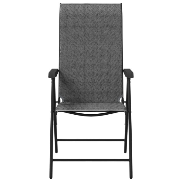 Cadeiras de jardim dobráveis 4 pcs vime PE cinzento M 5