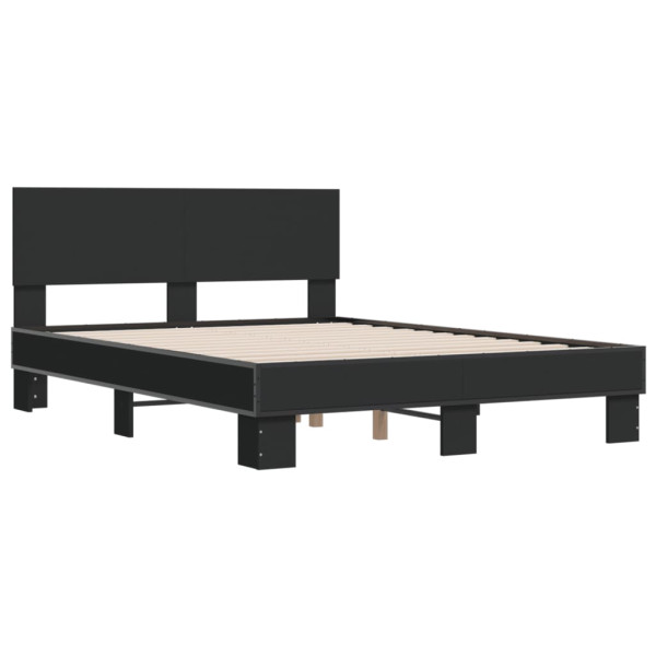 Estructura de cama madera de ingeniería y metal negro 140x200cm M 2