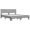 Estructura cama madera ingeniería metal gris Sonoma 150x200 cm 2