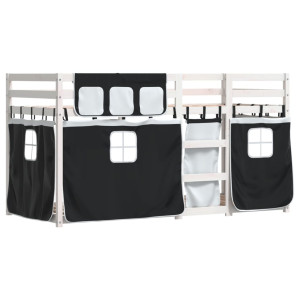 Beliche com cortinas 75x190 cm pinho maciço branco e preto H