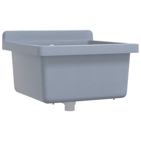 Fregadero lavabo de pared resina gris 40x40x24 cm M 2