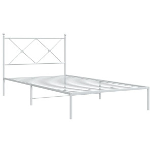 Estructura de cama de metal con cabecero blanco 100x190 cm H